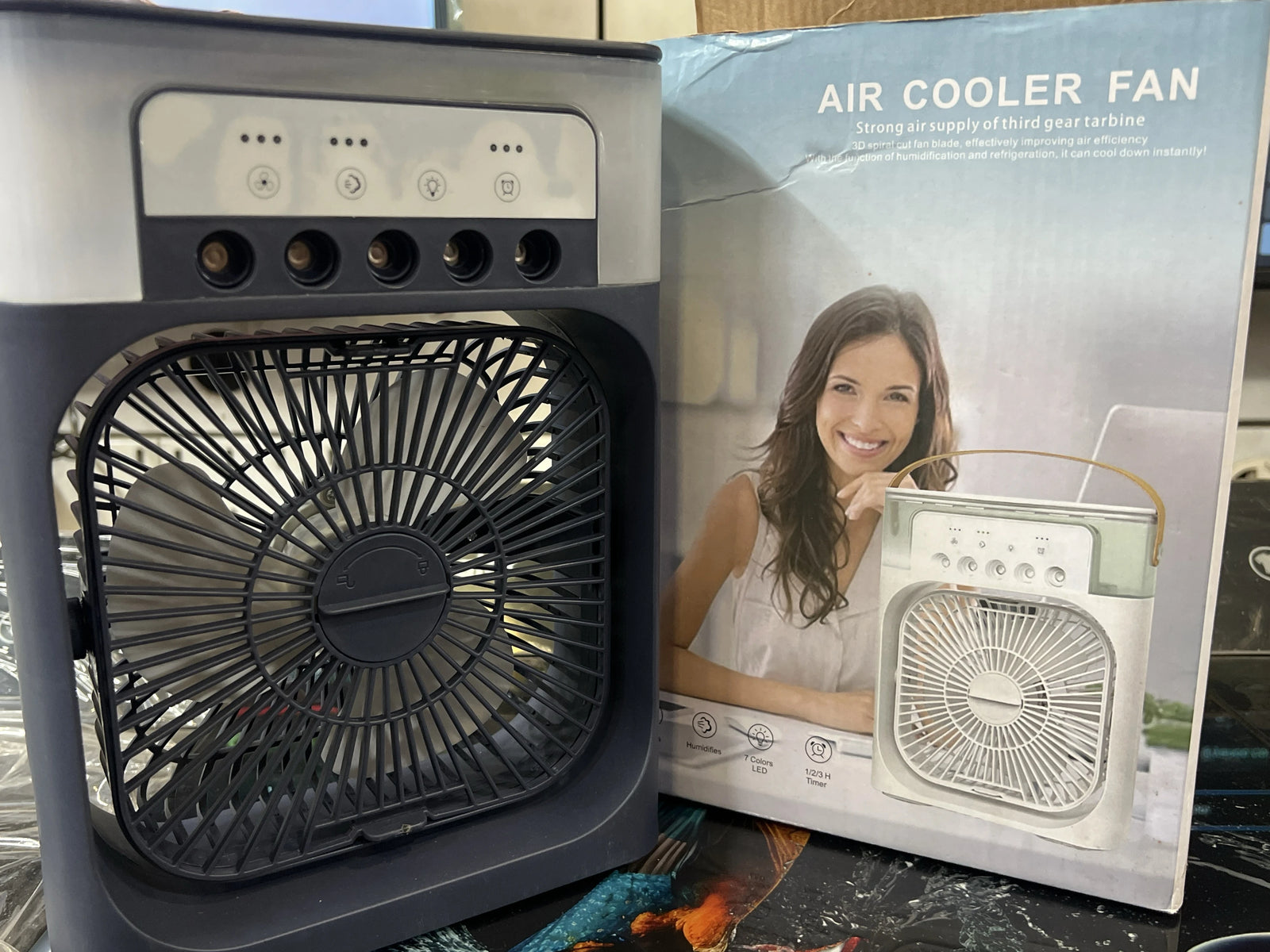 Portable USB Air Cooler Fan with Water Tank, 3 Speed Cooling Fan