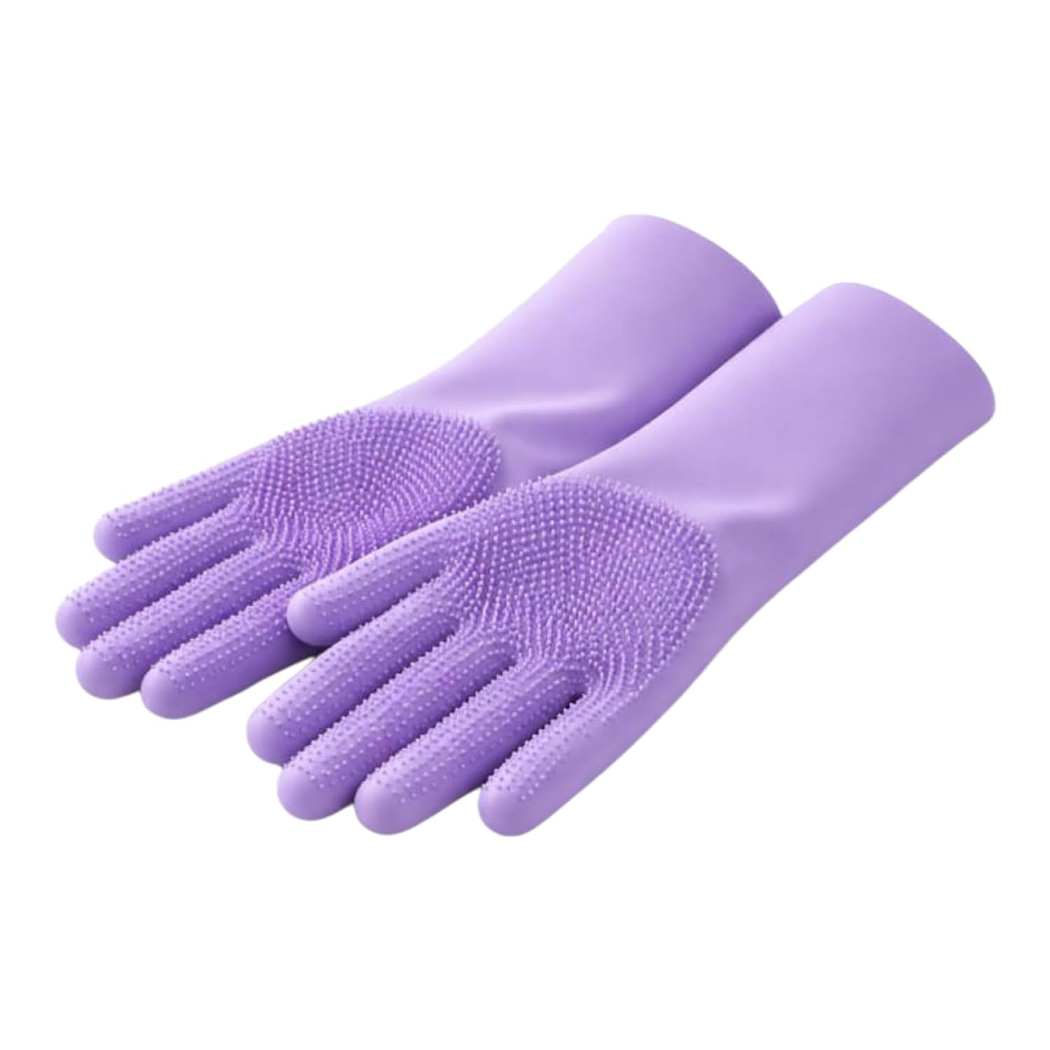 Silicone Dishwashing Cleaning Gloves with Scrubber, Reusable Heat Resistant Kitchen Gloves (1 Pair)