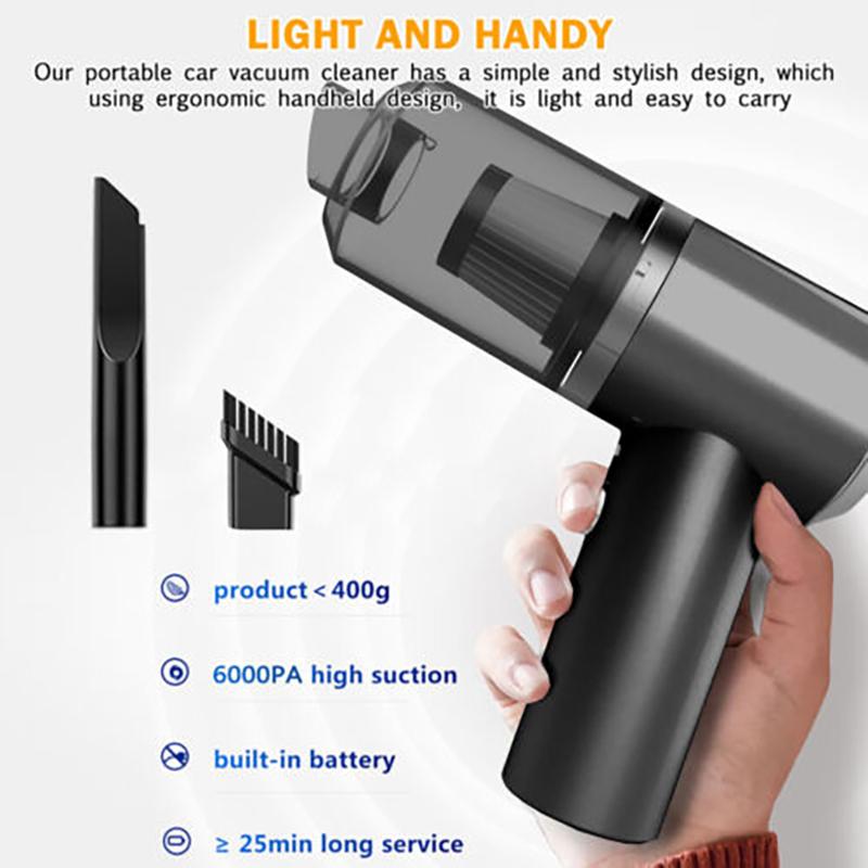 Portable Cordless Car Vacuum Cleaner – USB Rechargeable Handheld Vacuum Cleaner