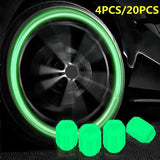 Glow in the Dark Car Tire Valve Caps – Universal Luminous Wheel Air Valve Covers (Set of 8)