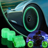 Glow in the Dark Car Tire Valve Caps – Universal Luminous Wheel Air Valve Covers (Set of 8)