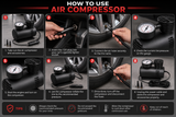 Portable 12V Heavy Duty Car Air Compressor – Electric Tire Inflator Pump with Analog Pressure Gauge