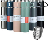 Vacuum Insulated Flask Gift Set with 500ml Bottle & 2 Stainless Steel Cups, 3 Piece Set