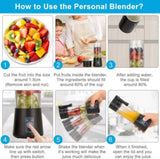 Portable Rechargeable Juicer Blender Bottle with USB Charging, 6 Blade Smoothie Maker
