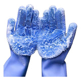 Silicone Dishwashing Cleaning Gloves with Scrubber, Reusable Heat Resistant Kitchen Gloves (1 Pair)