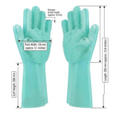 Silicone Dishwashing Cleaning Gloves with Scrubber, Reusable Heat Resistant Kitchen Gloves (1 Pair)